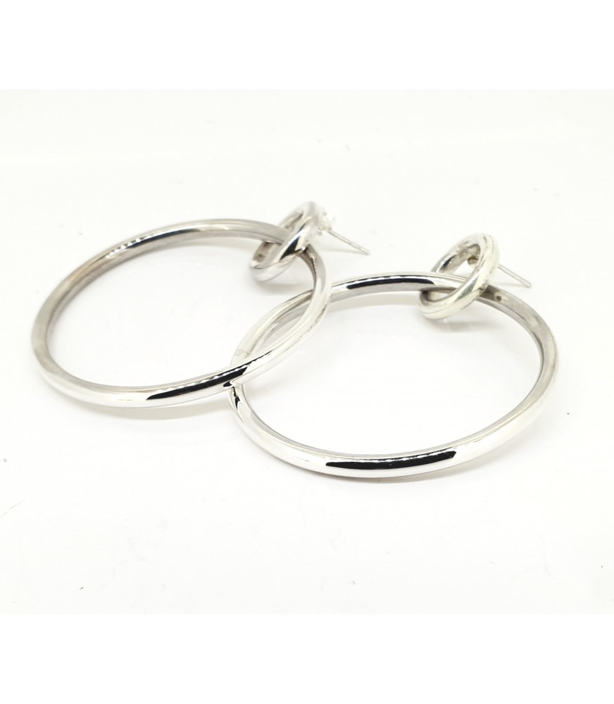 Boucles d'oreilles deux anneaux argent 925