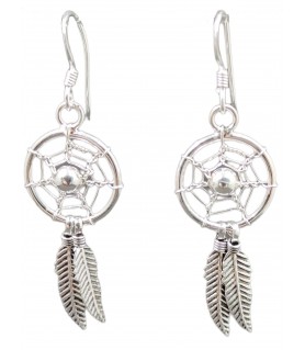 Boucles d'oreilles attrape-rêves argent 925