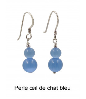 Boucles d'oreilles Œil de chat bleu