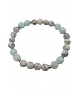 Bracelet pierre naturelle Howlite et Amazonite