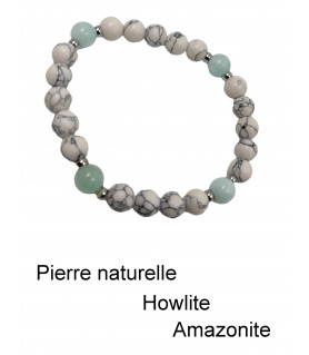 Bracelet Pierre Naturelle Amazonite et Howlite