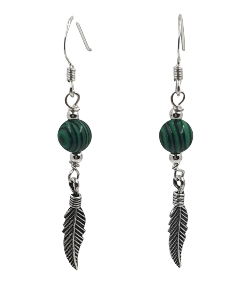 Boucles D'oreilles en malachite  Argent 925